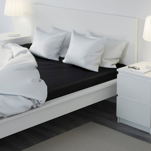 Dvala Drap Housse Noir 160x200 Cm Ikea