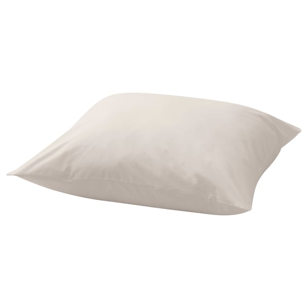 Une taie d’oreiller en coton blanc DVALA. Il est rectangulaire, lisse et uni, conçu pour un sommeil confortable.