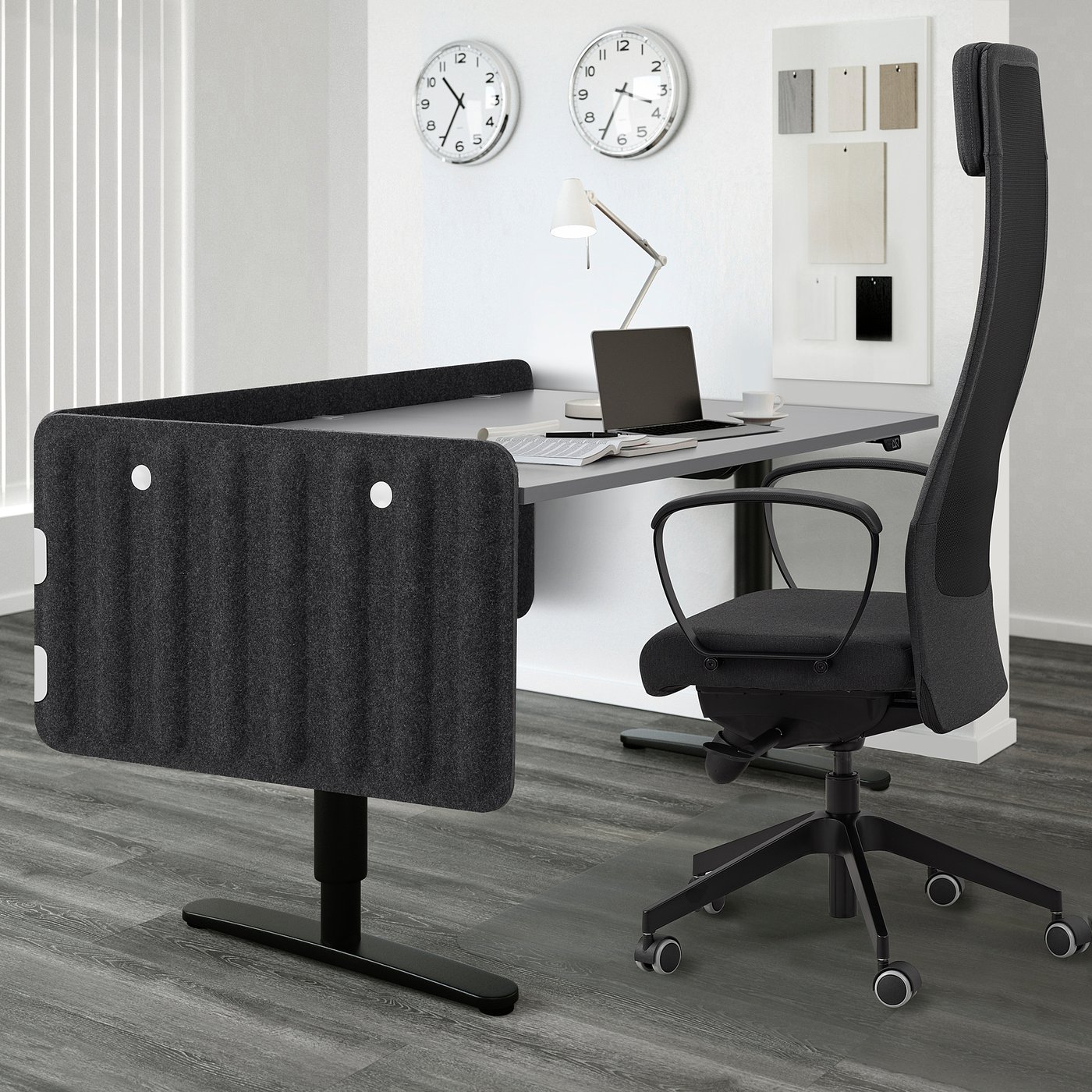 Eilif Separateur Bureau Gris Fonce 160x48 Cm Ikea