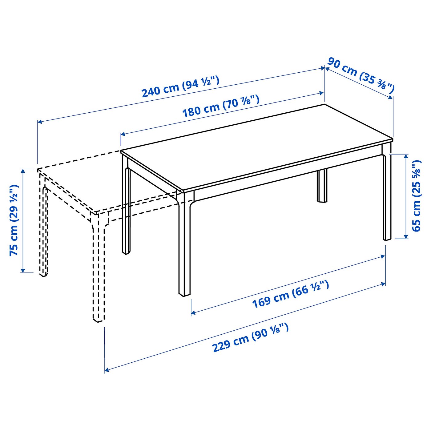 Ekedalen Table Extensible Chene 180 240x90 Cm Ikea