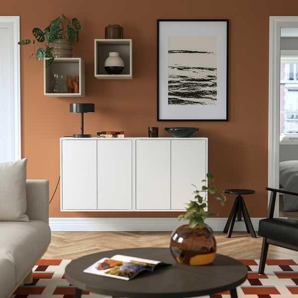 EKET Combinaison rangement murale, blanc/beige, 175x35x70 cm