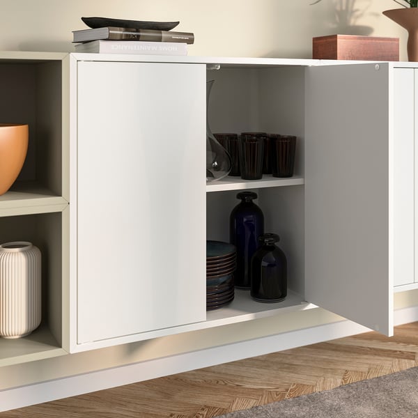 EKET Combinaison rangement murale, blanc/beige, 175x35x70 cm