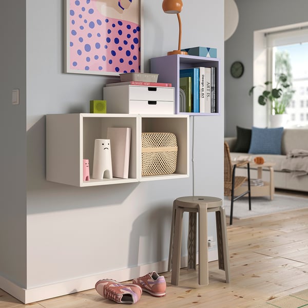 EKET Combinaison rangement murale, lilas pâle/blanc, 105x35x70 cm