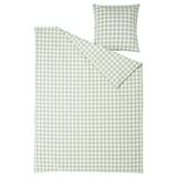EKTANDVINGE : ensemble de couette et d’oreiller vichy vert clair, coton biologique.