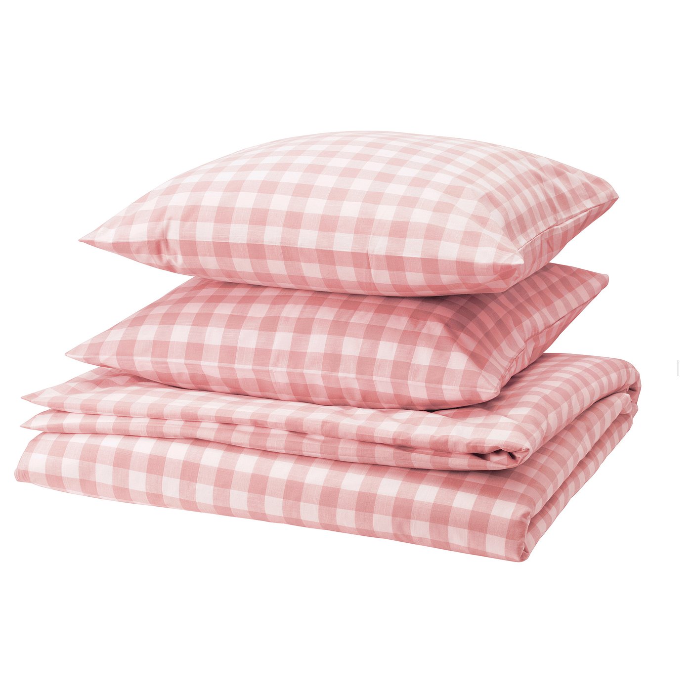 EKTANDVINGE housse de couette et 2 taies, rose clair blanc/carreaux, 240x220/65x65 cm - IKEA