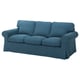 Canapé EKTORP bleu, design classique avec accoudoirs roulés, revêtement amovible.
