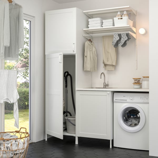 ENHET Buanderie, blanc/blanc avec cadre, 183x63.5x222.5 cm IKEA