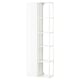 Armoire de rangement blanche brillante ENHET avec quatre étagères ouvertes pour une organisation moderne et peu encombrante.