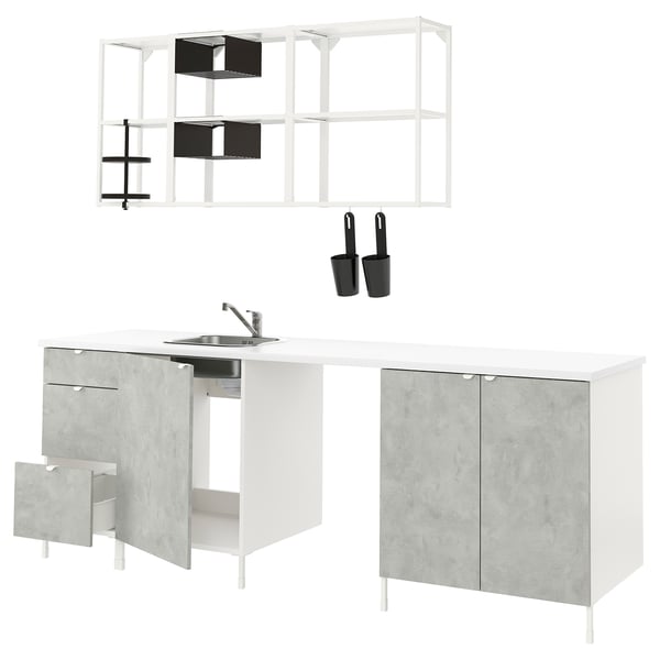 decouvrez enhet cuisine blanc imitation ciment 243x63 5x222 cm ikea ikea