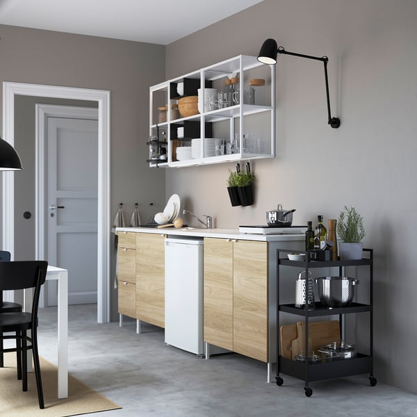 Enhet Cuisine Blanc Motif Chene Ikea