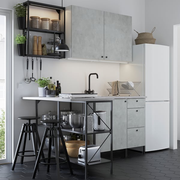 Enhet Cuisine D Angle Anthracite Imitation Ciment Ikea