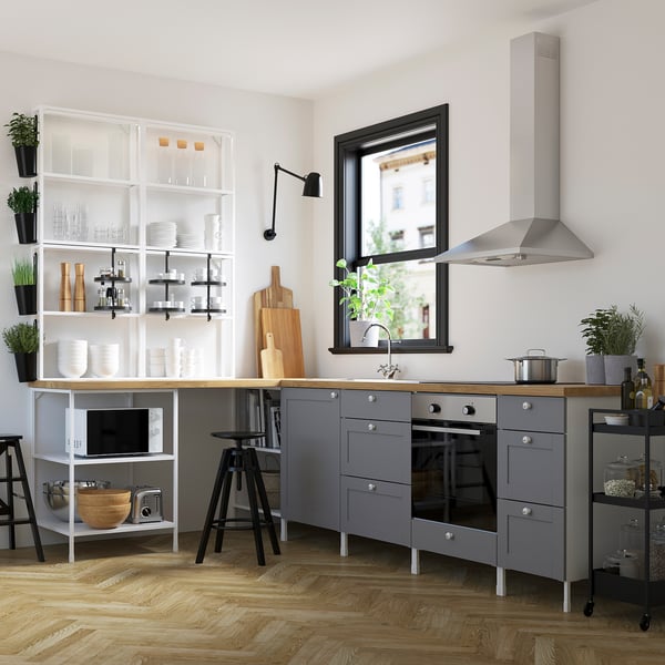 Enhet Cuisine D Angle Blanc Gris Avec Cadre Ikea