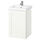Armoire de salle de bain ENHET blanche avec évier et mitigeur à poignée unique, design moderne et élégant.