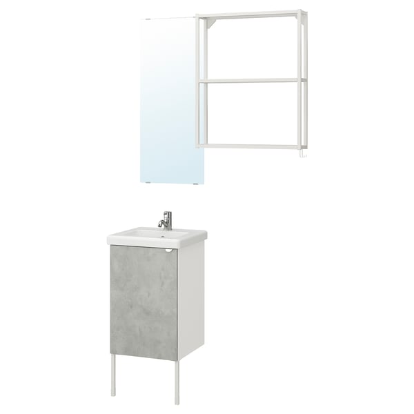 enhet tvallen mobilier salle de bain 10 pieces imitation ciment blanc pilkan mitigeur lavabo ikea