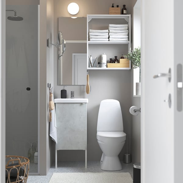 enhet tvallen mobilier salle de bain 10 pieces imitation ciment blanc pilkan mitigeur lavabo ikea