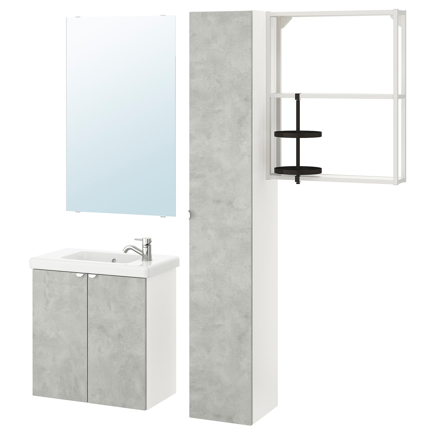 enhet tvallen mobilier salle de bain 13 pieces imitation ciment blanc pilkan mitigeur lavabo ikea