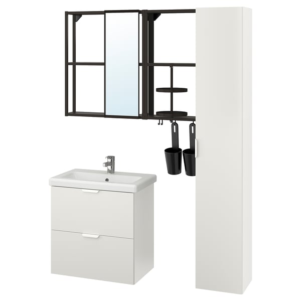 Enhet Tvallen Mobilier Salle De Bain 18 Pieces Blanc Anthracite Ensen Mitigeur Lavabo 64x43x65 Cm Ikea