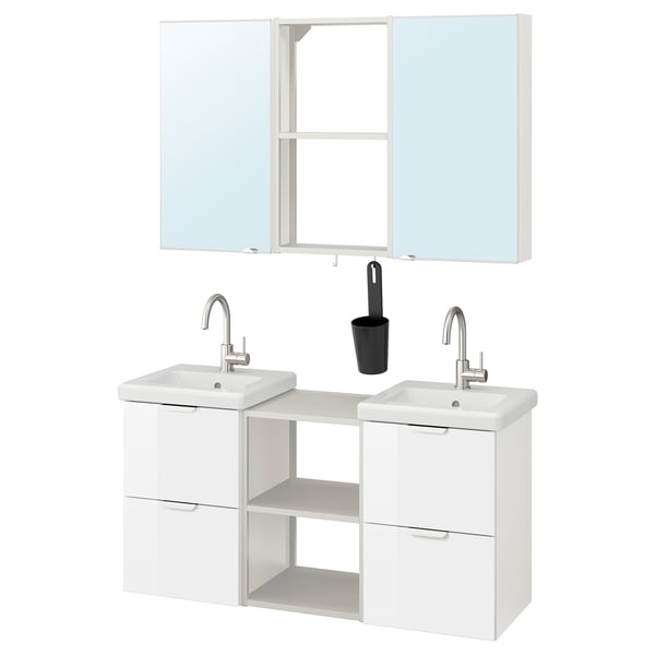 Enhet Tvallen Mobilier Salle De Bain 22 Pieces Brillant Blanc Blanc Mitigeur Glypen Ikea