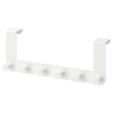 Porte-crochets de porte blanc ENUDDEN, six crochets ronds, conception peu encombrante, montage sur porte.