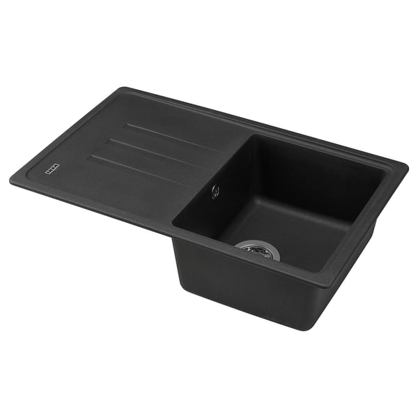 Eskelen Evier Integre 1 Bac Avec Egouttoir Gris Fonce Composite De Quartz Ikea