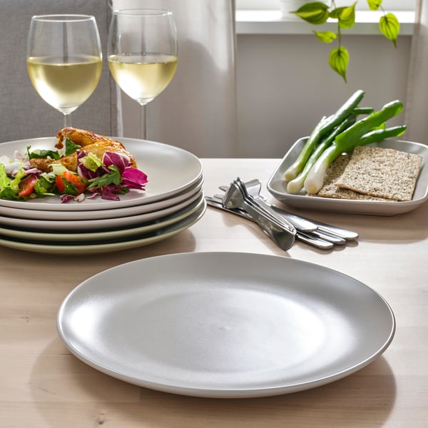 FÄRGKLAR Assiette, mat gris clair, 26 cm