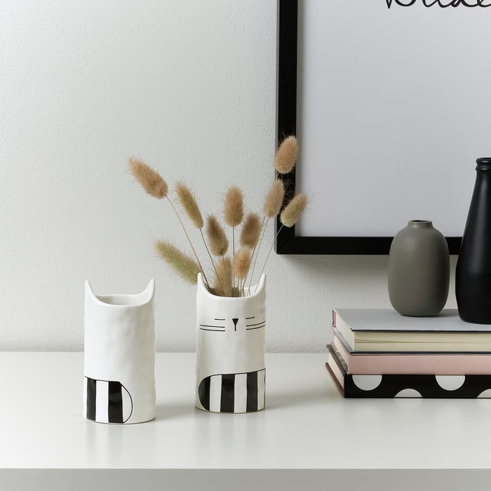 FÅTALIG Vase, chat blanc cassé, 12 cm IKEA