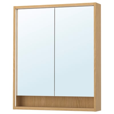 STORJORM Élément miroir 2 portes & éclairage, blanc, 80x14x96 cm - IKEA