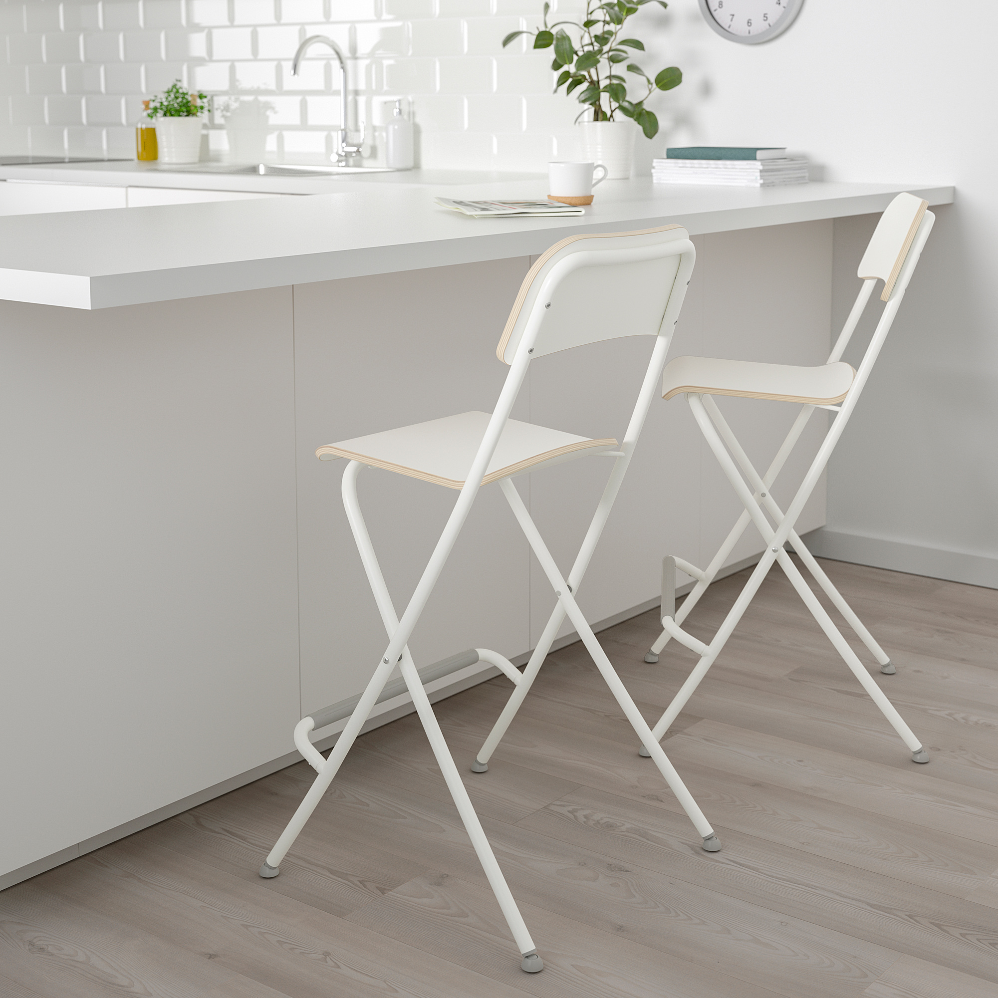 FRANKLIN Chaise de bar, pliante, blanc, blanc, 63 cm IKEA