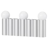 Lumière led argentée FRÖJDA : 3 ampoules sphériques, base ondulée, style scandinave.