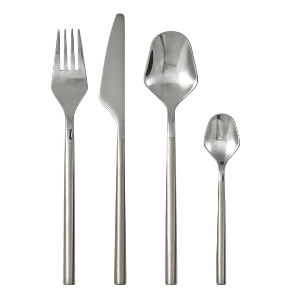 Set de couverts FRÖJDA : 16 pièces, acier inoxydable, design élégant, poignées fines, élégant et pratique.