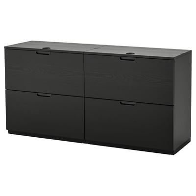 Tiroirs de bureau en bois noir GALANT, rectangulaires, quatre tiroirs, design épuré.
