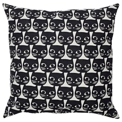 GERDIE : coussin pour chat noir/blanc, coton, moderne