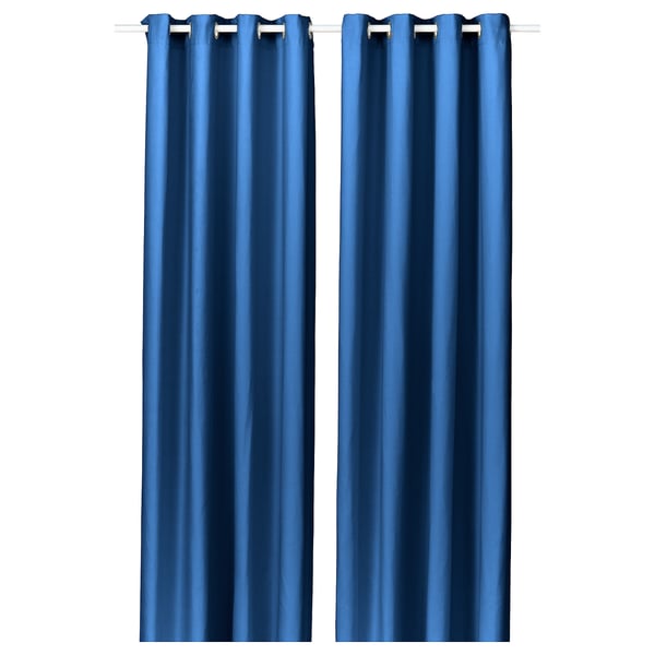 Rideaux bleu foncé GINSTMOTT avec œillets, pli moderne, tissu doux.