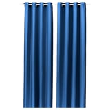 Rideaux bleu foncé GINSTMOTT avec œillets, pli moderne, tissu doux.