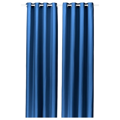 Rideaux bleu foncé GINSTMOTT avec œillets, pli moderne, tissu doux.