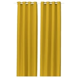 Paire de rideaux en polyester jaune avec œillets pour fenêtres modernes.