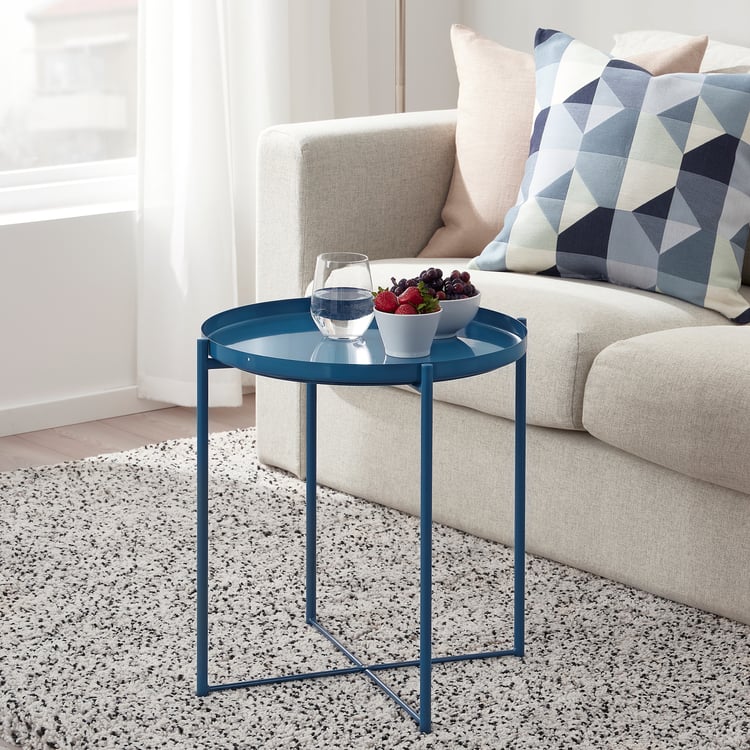 GLADOM Table/plateau, brillant bleu foncé, 45x53 cm IKEA