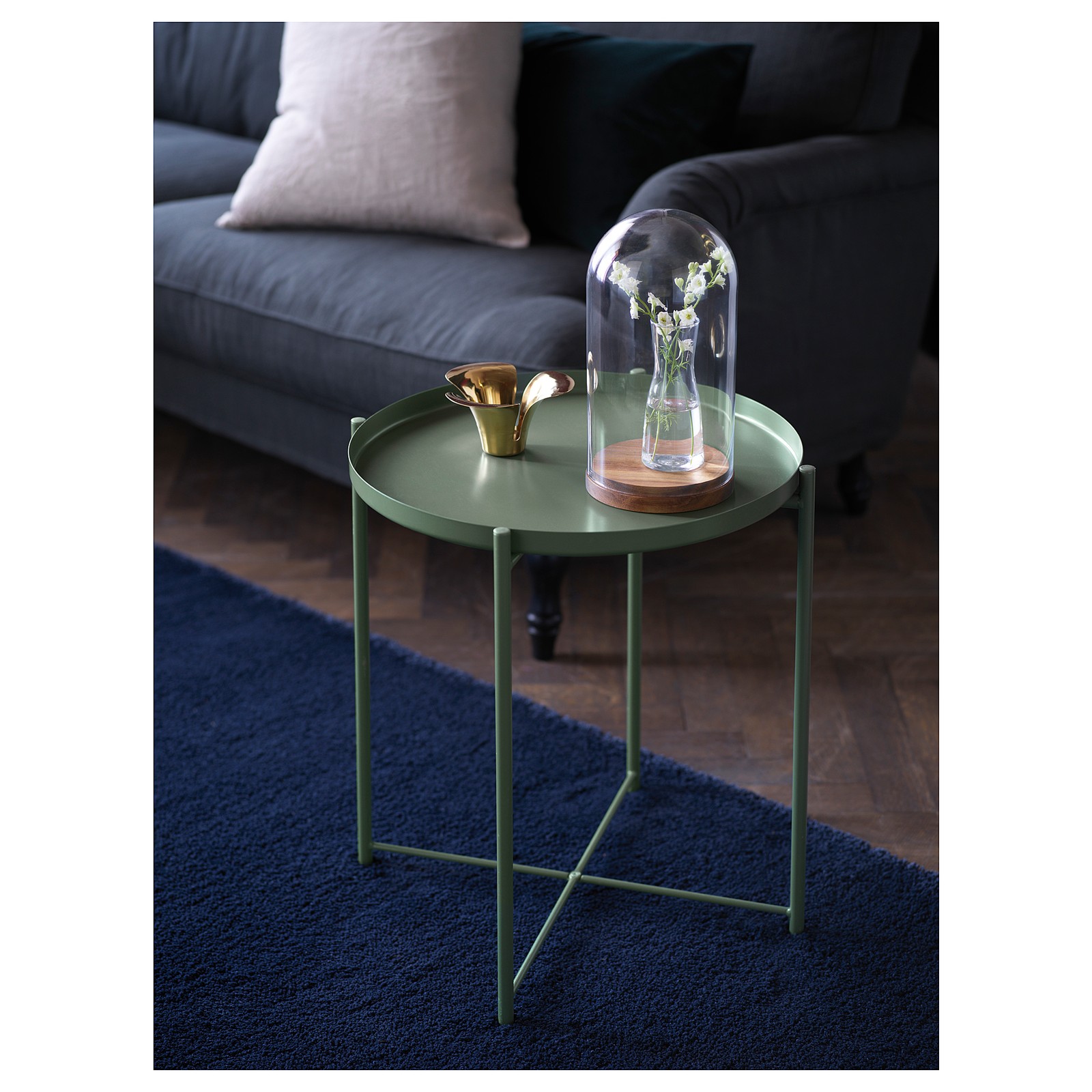 GLADOM Table/plateau, vert foncé, 45x53 cm IKEA