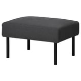 Repose-pieds noir LOSTAD, design rectangulaire moderne avec tissu gris foncé, quatre pieds minces en métal noir.