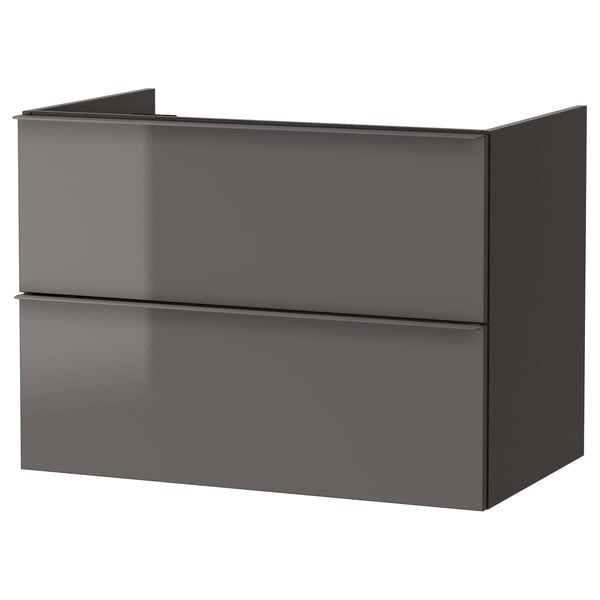 Godmorgon Meuble Lavabo 2tir Brillant Gris 80x47x58 Cm Ikea
