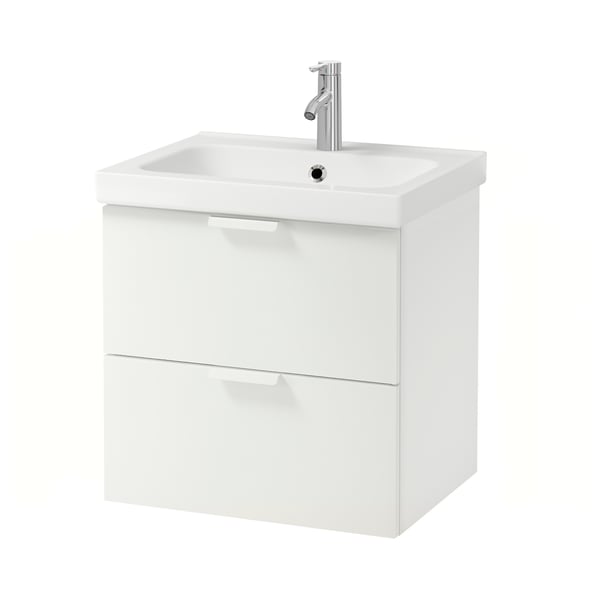 Godmorgon Odensvik Meuble Lavabo 2tir Blanc Dalskar Mitigeur Lavabo 63x49x64 Cm Ikea