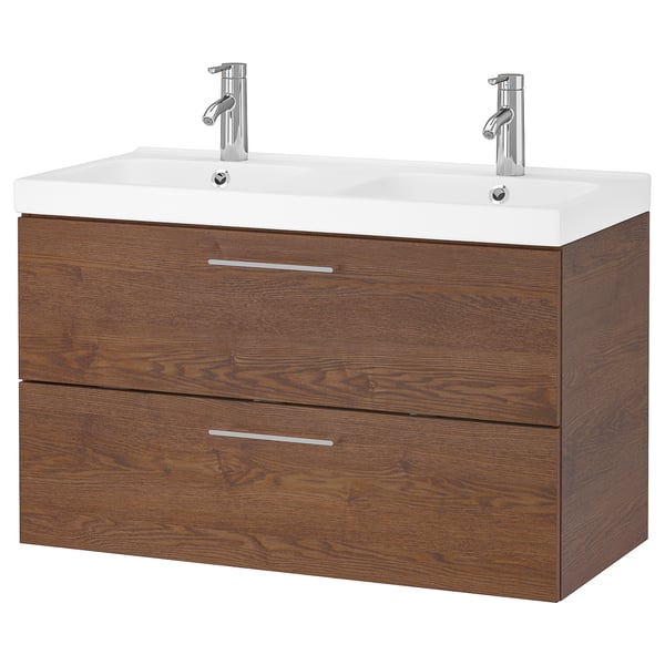 Ajoutez Au Panier Godmorgon Odensvik Meuble Lavabo 2tir Motif Frene Effet Brun Moyen Dalskar Mitigeur Lavabo 103x49x64 Cm Ikea