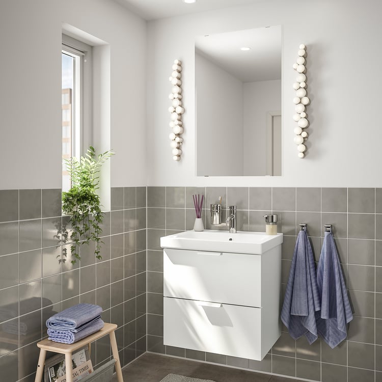 / ODENSVIK Mobilier salle de bain, 4 pièces, blanc/Dalskär mitigeur lavabo, 63 cm IKEA