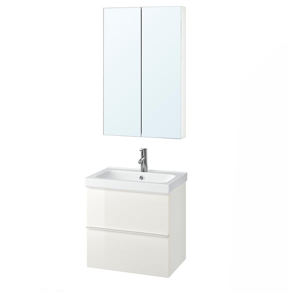 Godmorgon Odensvik Mobilier Salle De Bain 4 Pieces Brillant Blanc Dalskar Mitigeur Lavabo 63 Cm Ikea