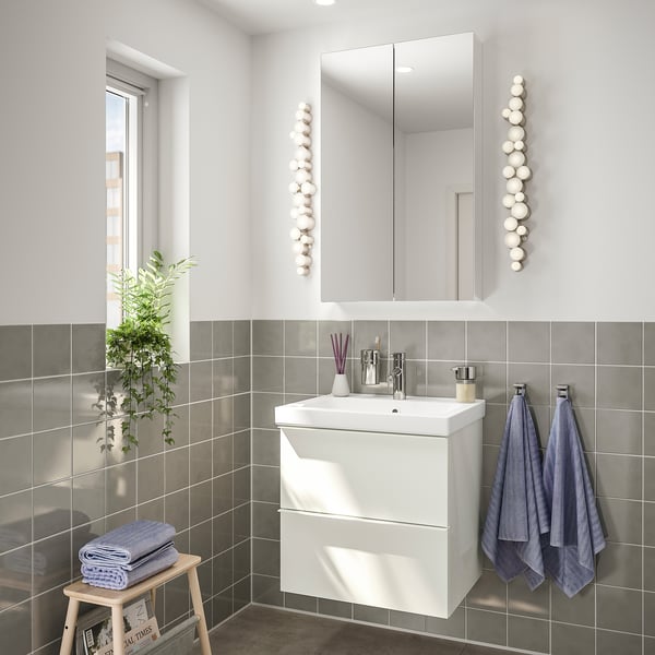 Godmorgon Odensvik Mobilier Salle De Bain 4 Pieces Brillant Blanc Dalskar Mitigeur Lavabo 63 Cm Ikea