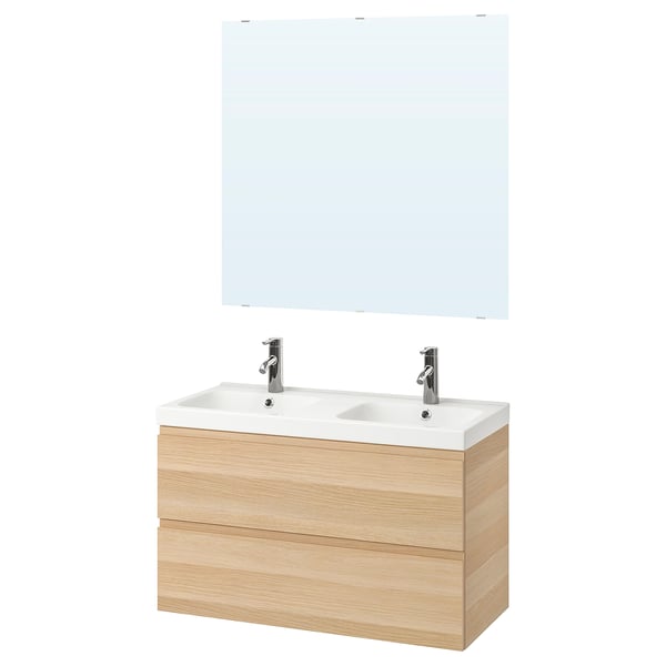 Godmorgon Odensvik Mobilier Salle De Bain 5 Pieces Effet Chene Blanchi Dalskar Mitigeur Lavabo Ikea