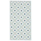 Tapis Gokvålå : imprimé géométrique bleu sur crème, rectangulaire, doux, polypropylène et polyester.