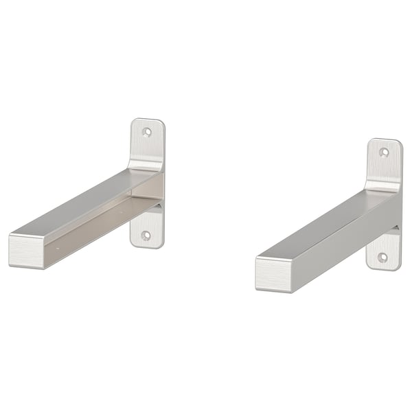Paire de supports d’étagère en aluminium nickelé ; Design moderne et élégant.