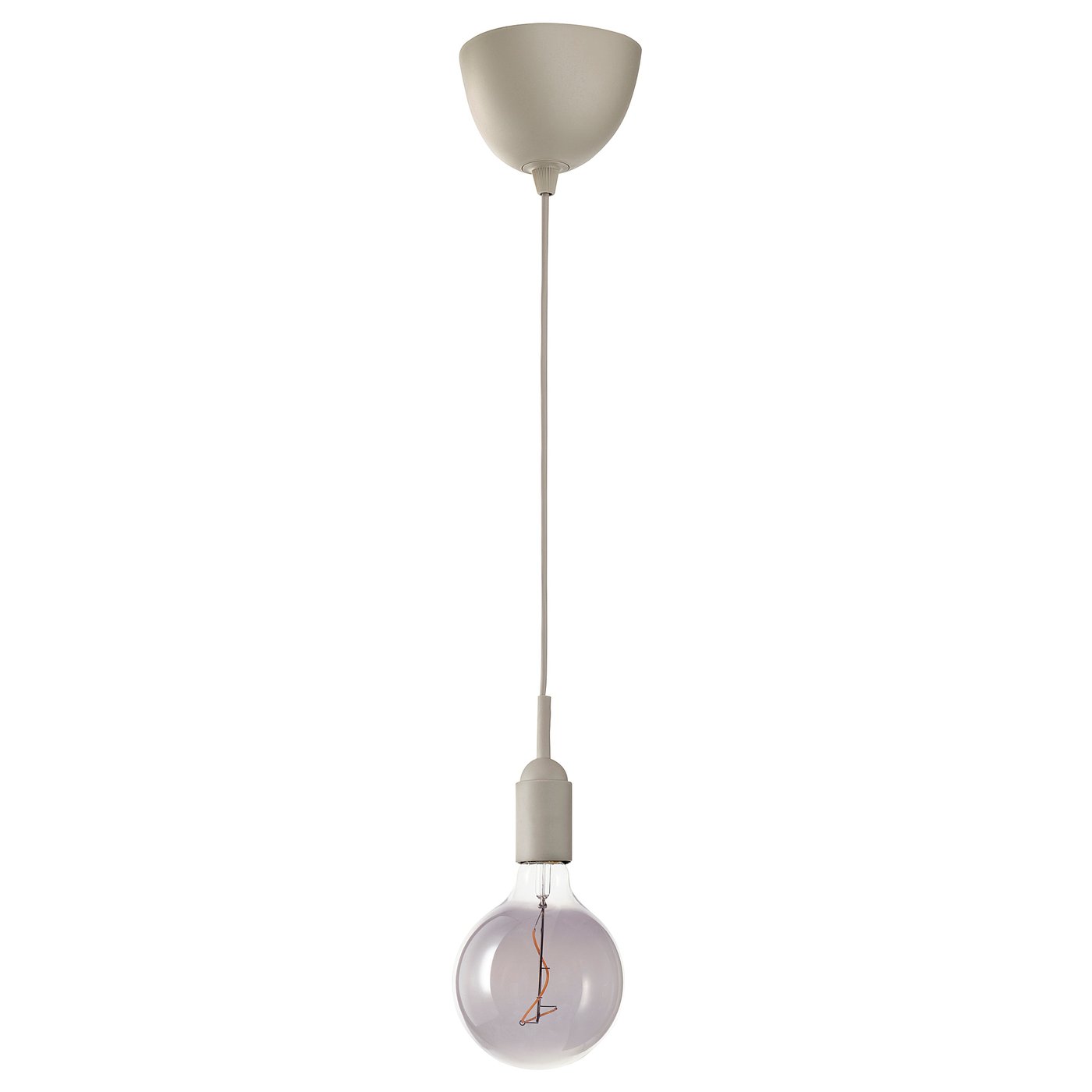 GRÅVACKA / MOLNART suspension avec ampoule, beige/verre gris