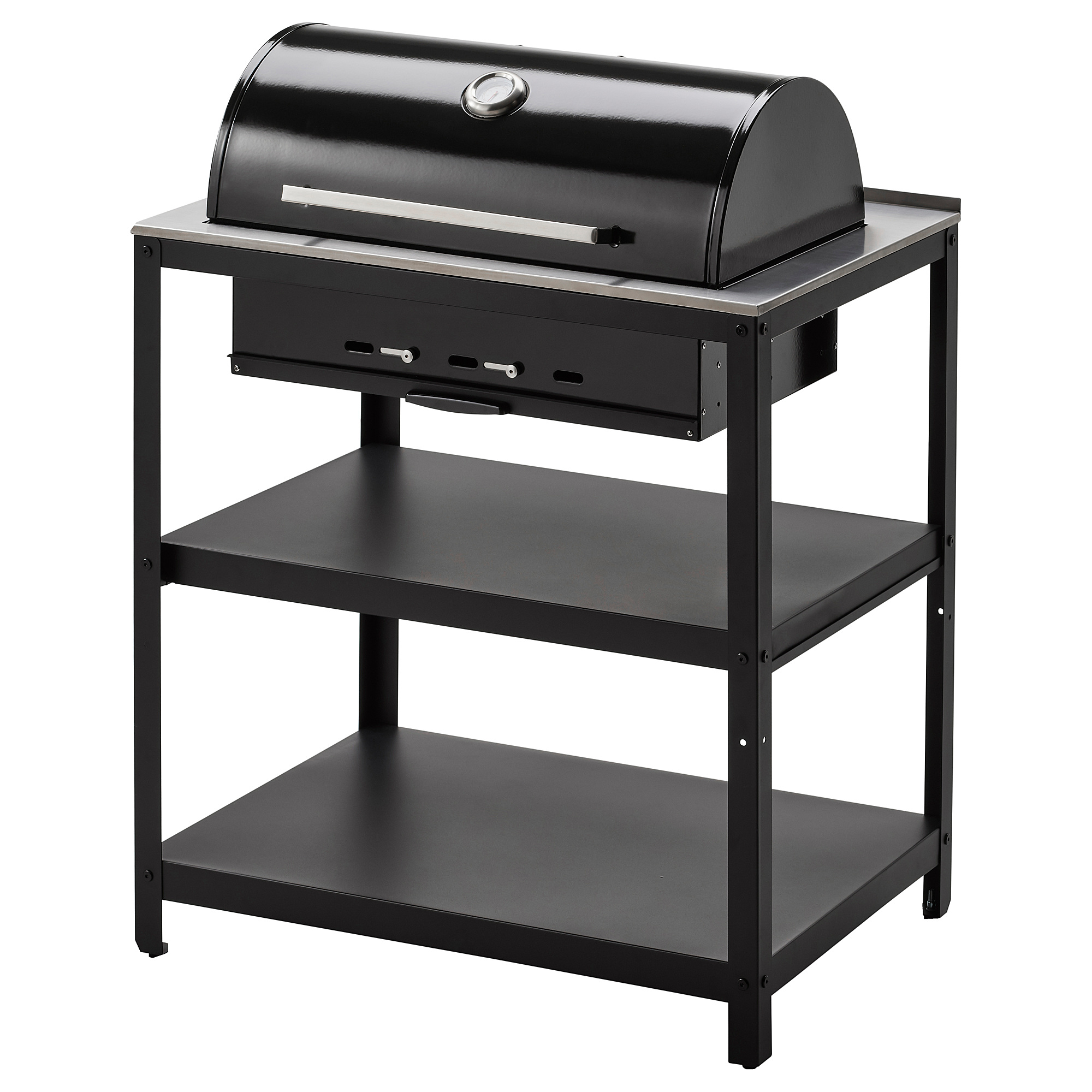 GRILLSKÄR Barbecue charbon av rangement, noir/acier inoxydable , 86x61